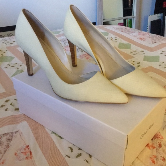 Calvin Klein Shoes - Calvin Klein White Snake Heels